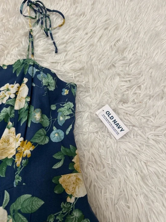 Old Navy Navy Floral Tie-Strap Mini Dress Old Navy Floral Dress - Picture 4 of 5